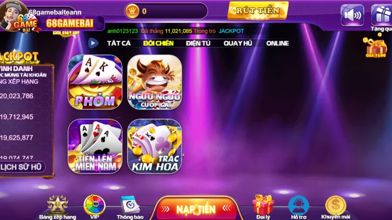 Biểu tượng Hỗ trợ trên giao diện 68 Game Bài